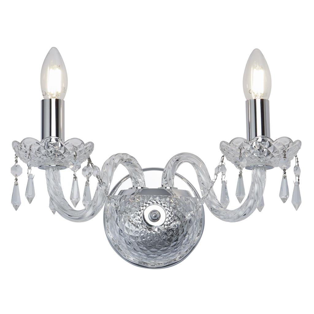 Hale Georgian Style 2 Light Crystal Wall Light Polished Chrome