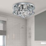 Hanna Pyramid Crystal 4 Light Flush Bathroom Ceiling Light Chrome