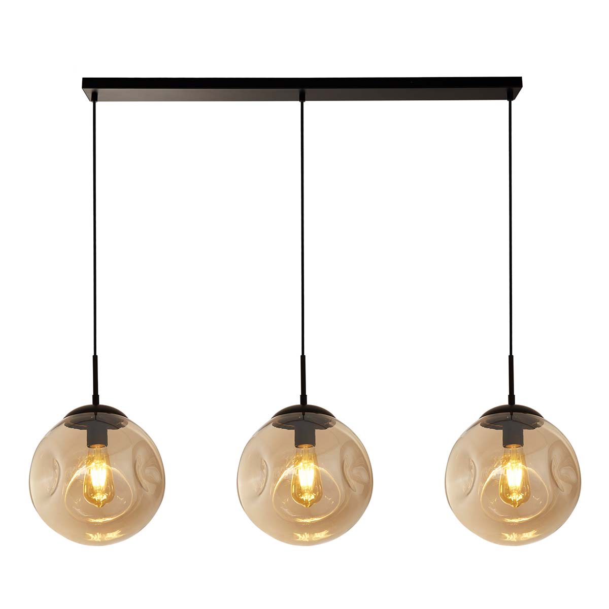 Punch 3 Light Pendant Bar Matt Black Champagne Glass