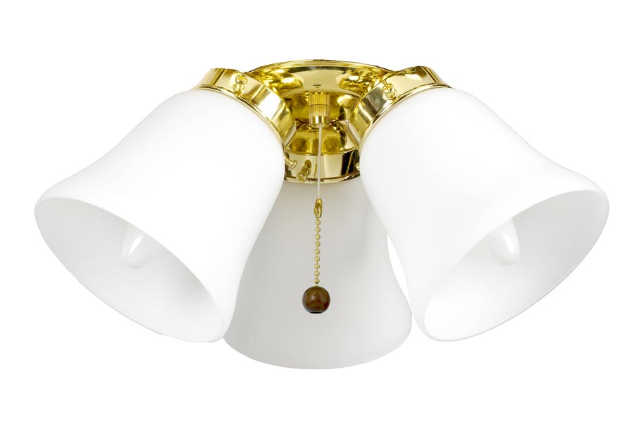 Fantasia Belmont 3 Light Fan Light Kit Polished Brass Opal Glass