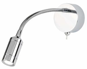 Flexible switched wall light LED reading light in polished chrome
