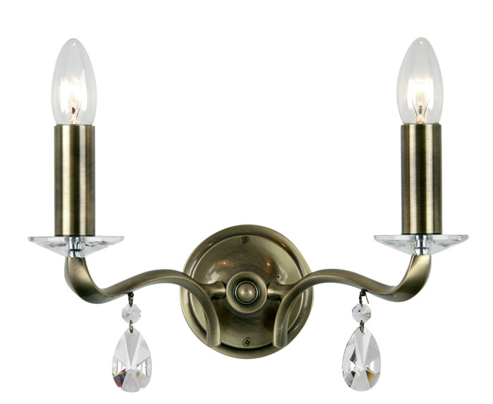 Cobra Antique Brass 2 Arm Traditional Wall Light