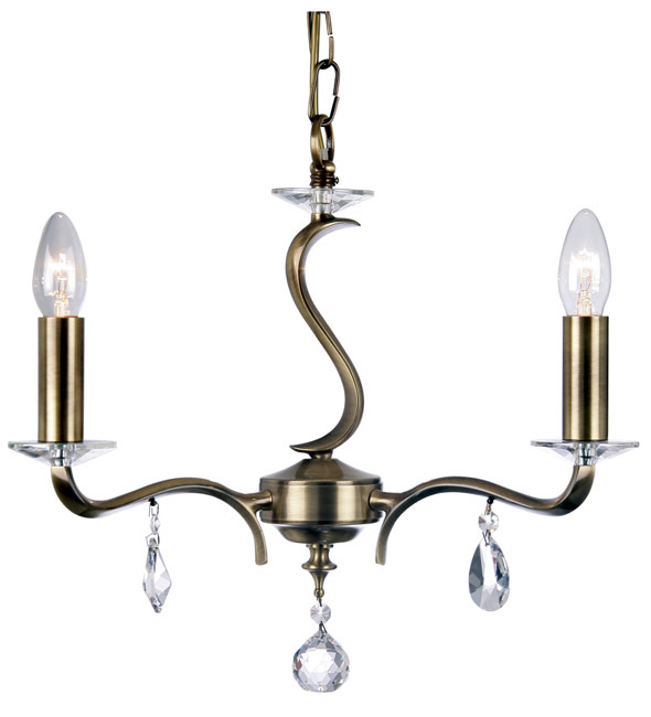 Cobra Stunning Antique Brass 3 Light Chandelier