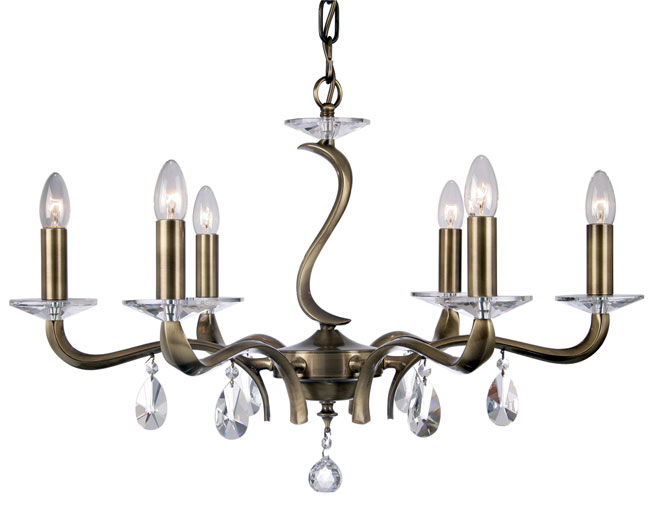 Cobra Stunning Antique Brass 6 Light Chandelier