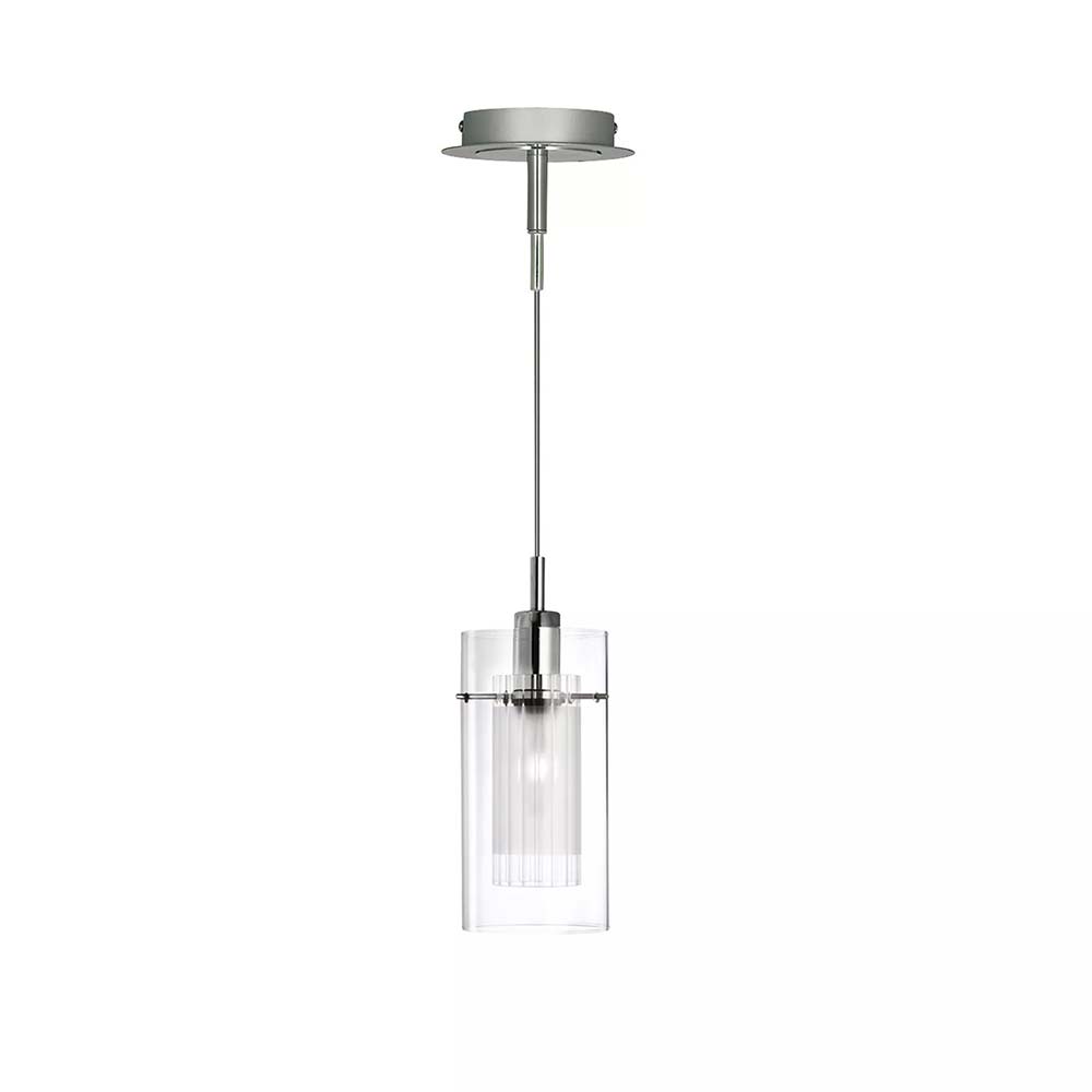 Duo 1 Polished Chrome Single Pendant Light Clear Glass Shade