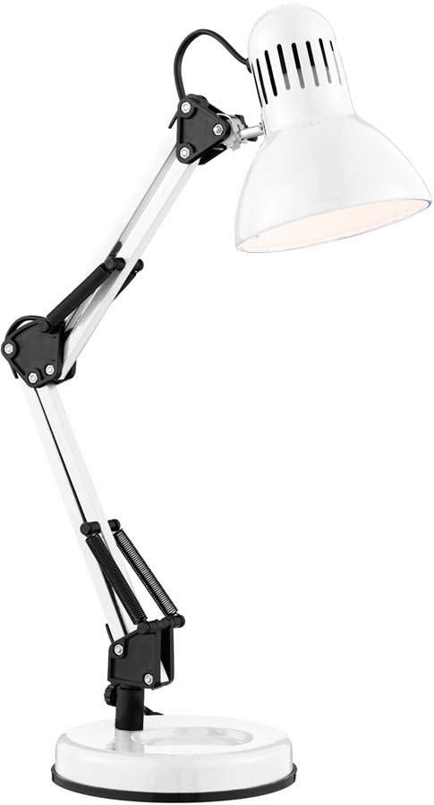 Hobby White Retro Articulated Angle Adjustable Desk Lamp