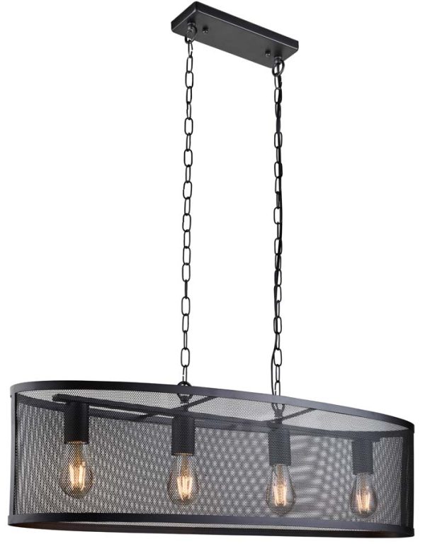 Fishnet 4 light oval mesh pendant ceiling light matt black