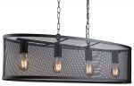 Fishnet 4 Light Oval Mesh Pendant Ceiling Light Matt Black