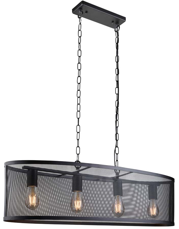 Fishnet 4 Light Oval Mesh Pendant Ceiling Light Matt Black