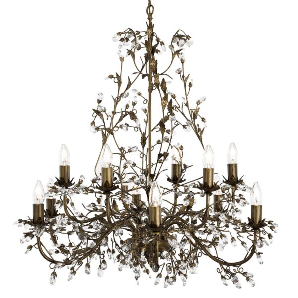 Almandite 12 Light Large Pendant Chandelier Brown & Gold
