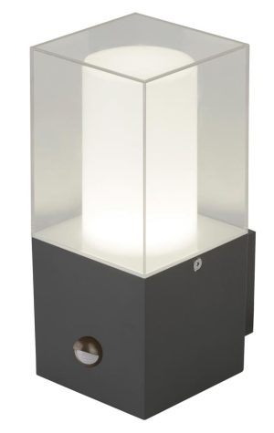 Cube outdoor PIR motion sensor wall light dark grey IP44