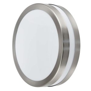 Newmark flush outdoor wall or ceiling light in stainless steel shown vertical