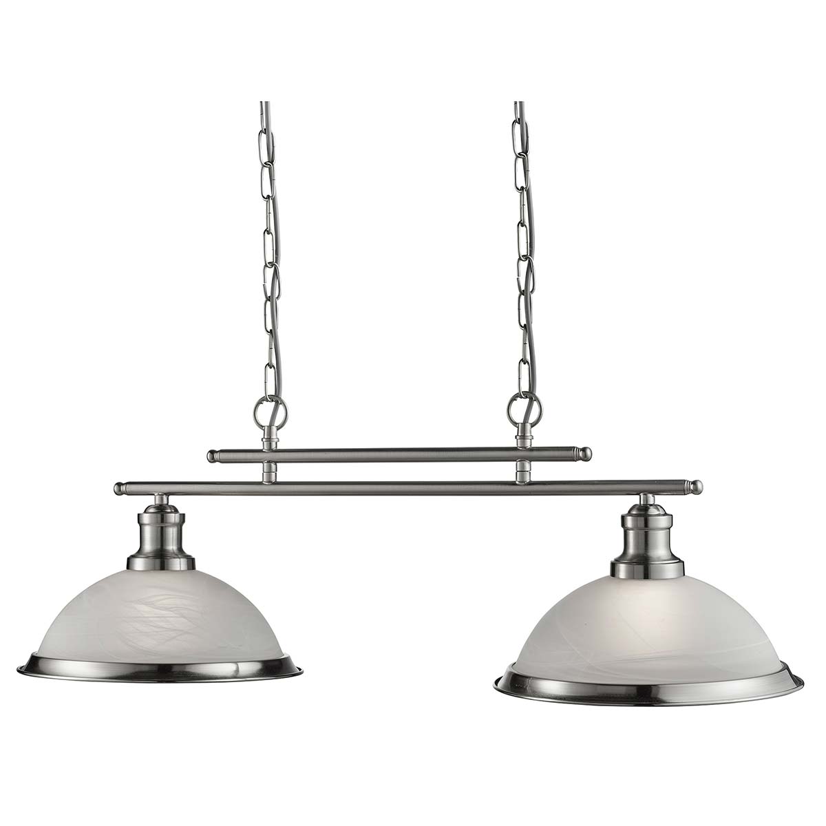 Bistro 2 Light Bar Pendant Satin Silver Acid Glass