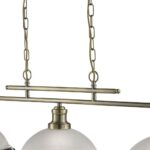 Bistro 3 Light Bar Pendant Antique Brass Acid Glass