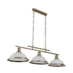Bistro 3 Light Bar Pendant Antique Brass Acid Glass