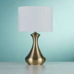 Touch Bedside Table Lamp Antique Brass Cream Shade