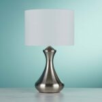 Touch Bedside Table Lamp Satin Silver White Shade