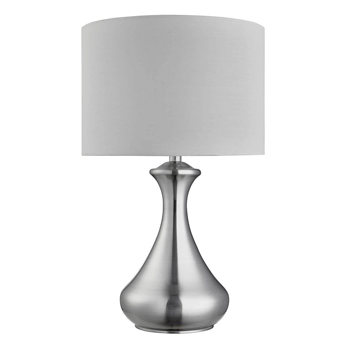 Touch Bedside Table Lamp Satin Silver White Shade