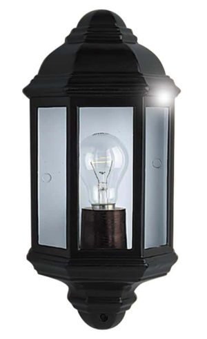 Traditional flush outdoor half round wall lantern black IP44