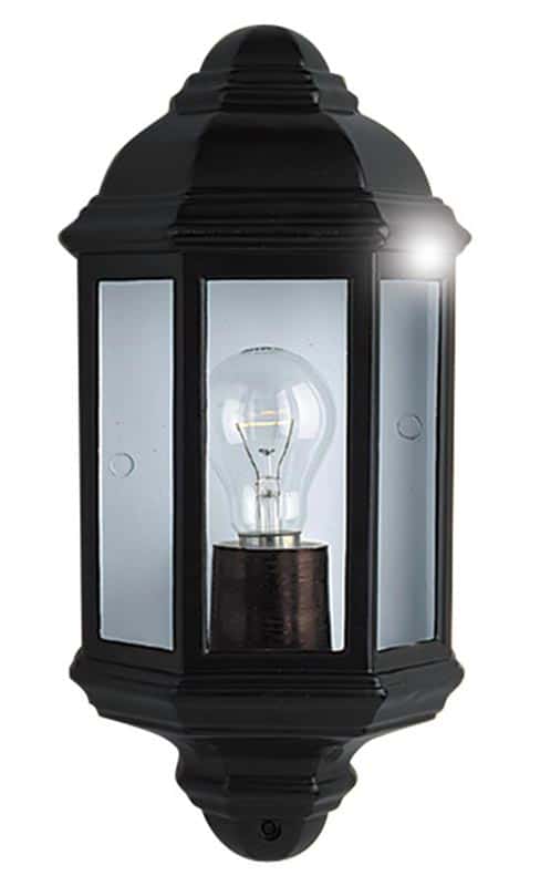 Traditional Flush Outdoor Wall Lantern Clear Glass Black IP44