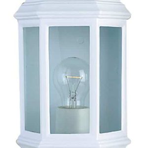 Traditional flush outdoor half round wall lantern white