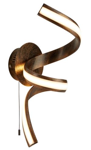 Ribbon LED twist switched wall light brown and gold