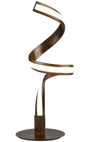 Ribbon LED twist desk or table lamp in brown and gold