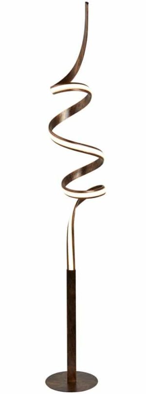 Ribbon LED twist floor lamp in brown and gold