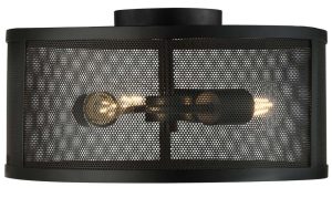 Fishnet 3 light mesh drum flush mount ceiling light matt black