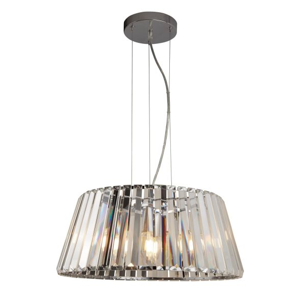 Tiara modern 5 light clear crystal chandelier pendant in chrome