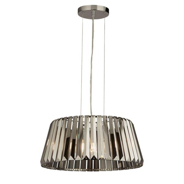 Tiara modern 5 light smoked crystal chandelier pendant in chrome main image