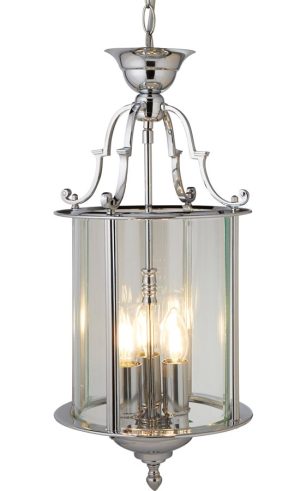 Georgian style 3 light hanging lantern polished chrome