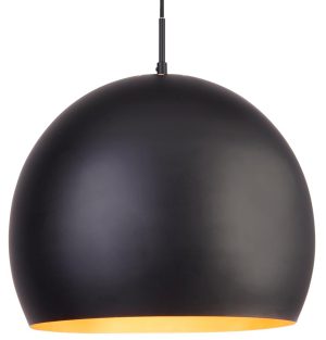 Domas 1 light large 40cm bright matt black ball ceiling pendant