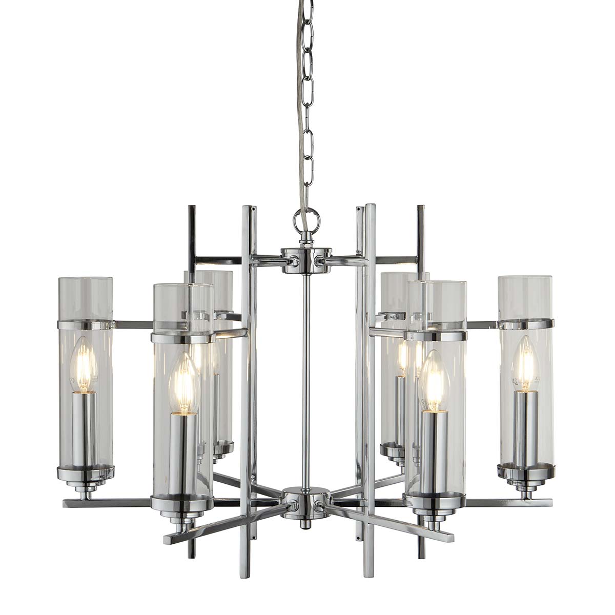 Milo 6 Light Art Deco Style Ceiling Pendant Polished Chrome