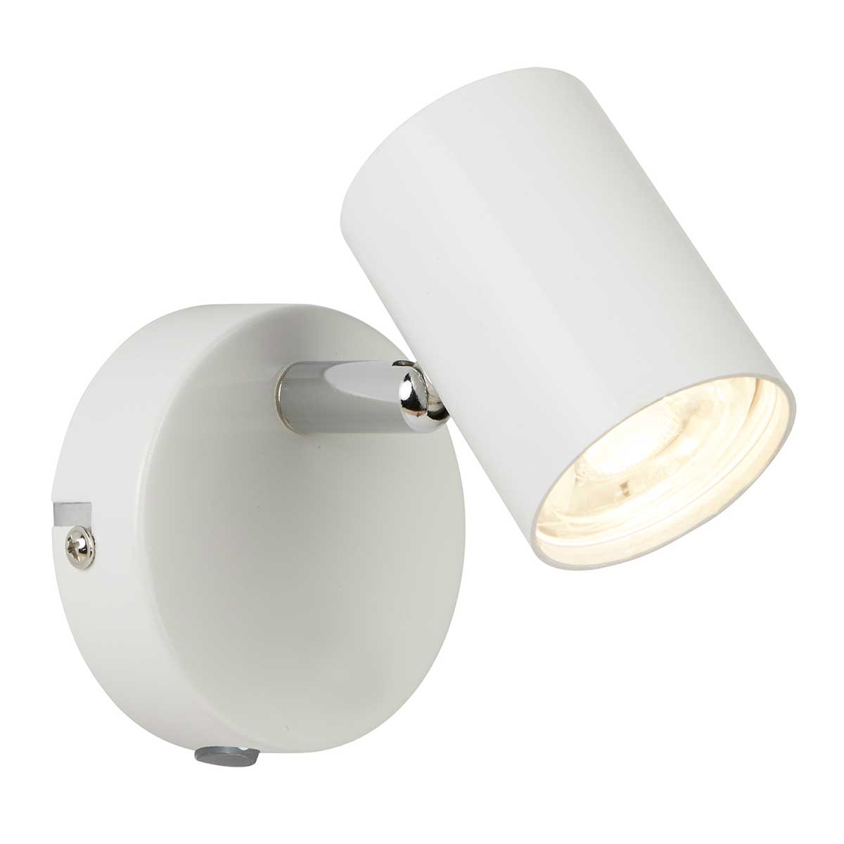 Rollo White Switched 1 Light LED Wall Mounted Spotlight Chrome Detail