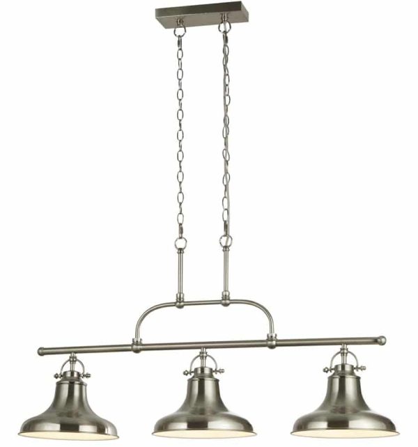 Dallas 3 light industrial pendant ceiling light bar satin silver