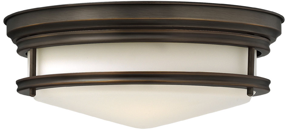 Hinkley Hadley Art Deco Design Oiled Bronze 3 Lamp Flush Light