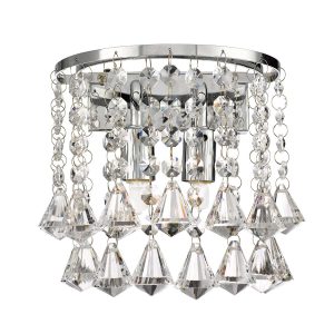 Hanna 2 lamp pyramid crystal wall light in polished chrome, full size on white background