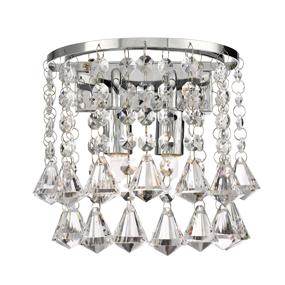 Hanna 2 Lamp Pyramid Crystal Wall Light Polished Chrome