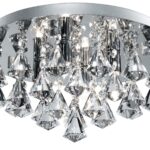 Hanna Round 4 Light Flush Pyramid Crystal Ceiling Light Chrome