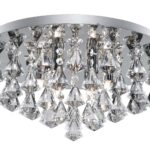 Hanna Round 6 Light Flush Pyramid Crystal Ceiling Light Chrome