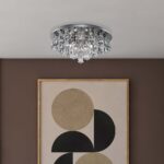 Hanna Round 6 Light Flush Pyramid Crystal Ceiling Light Chrome