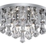 Hanna Round 8 Light Flush Pyramid Crystal Ceiling Light Chrome
