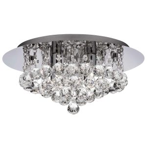 Hanna round 4 light flush crystal ceiling light in polished chrome on white background