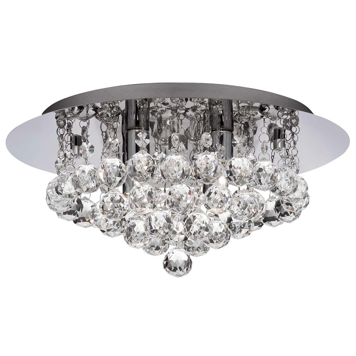 Hanna Round 4 Light Flush Crystal Ceiling Light Chrome