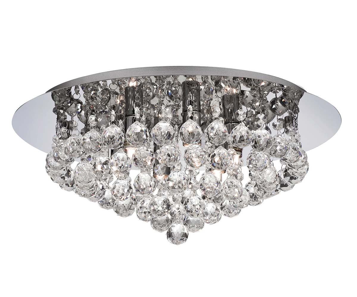 Hanna Round 6 Light Flush Crystal Ceiling Light Chrome