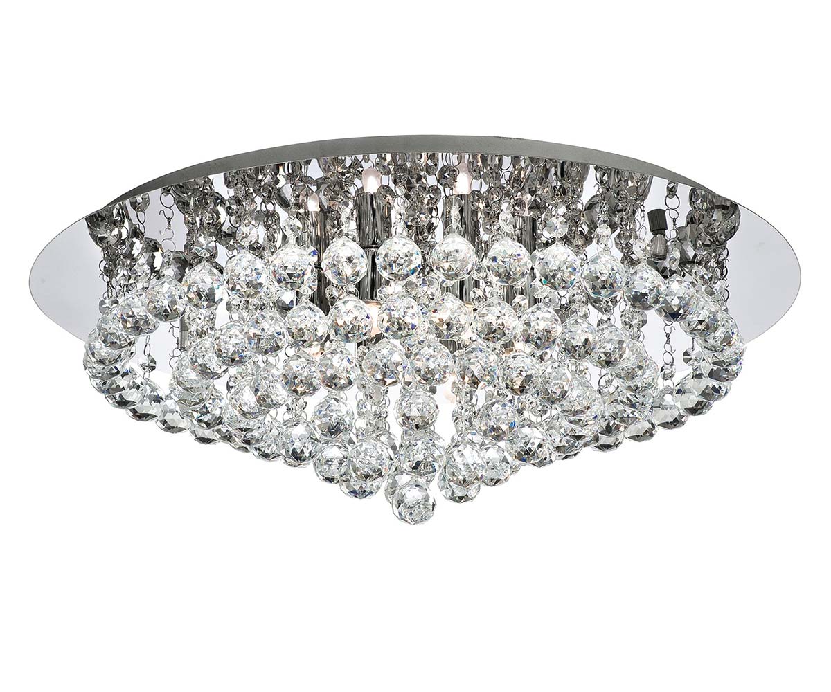 Hanna Round 8 Light Flush Crystal Ceiling Light Chrome