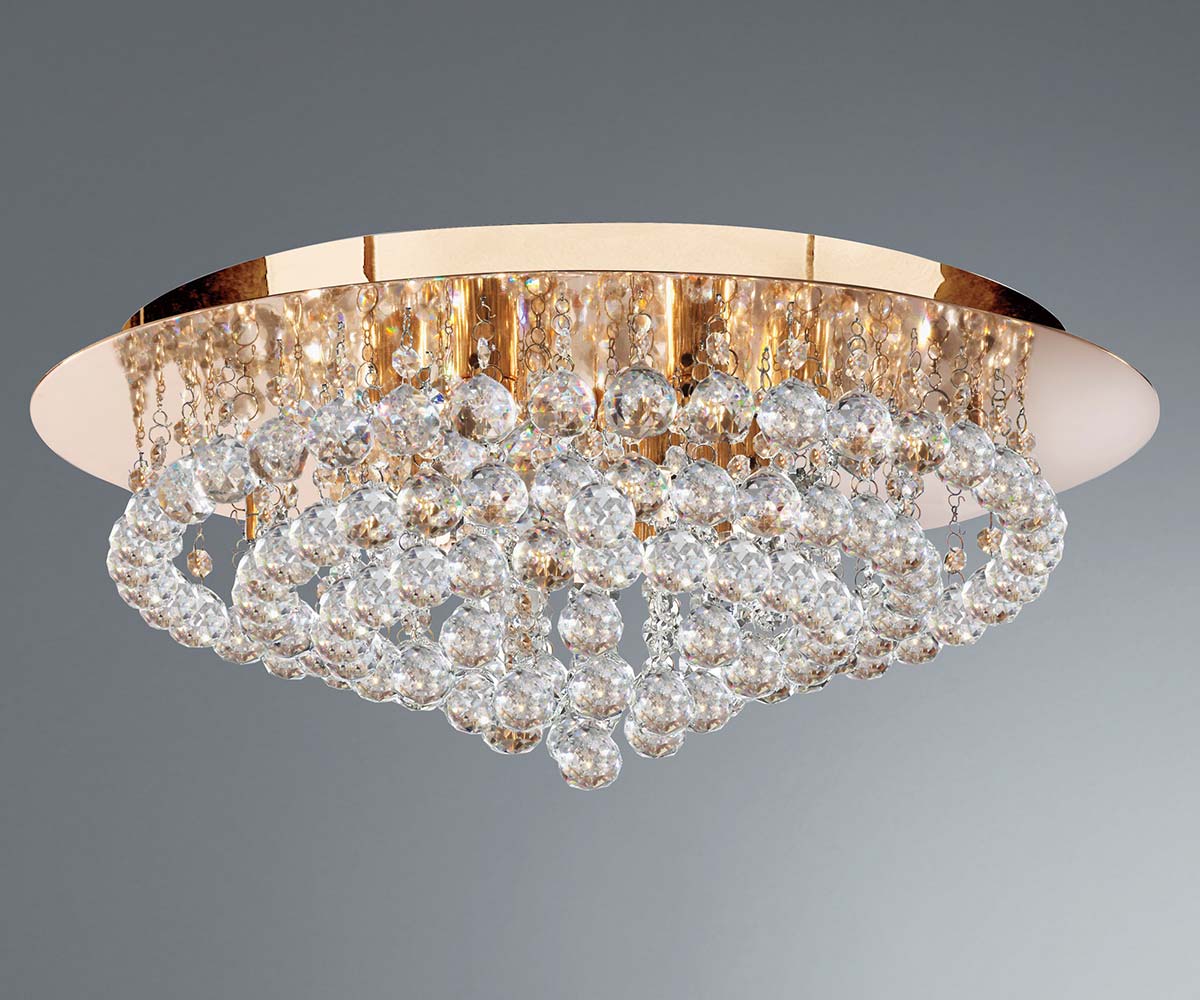 Hanna 8 Light Flush Crystal Ceiling Light Polished Gold