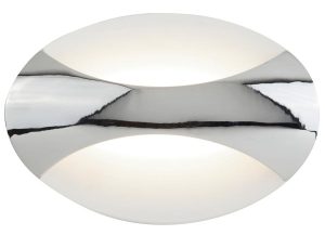 Contemporary LED oval wall light in polished chrome