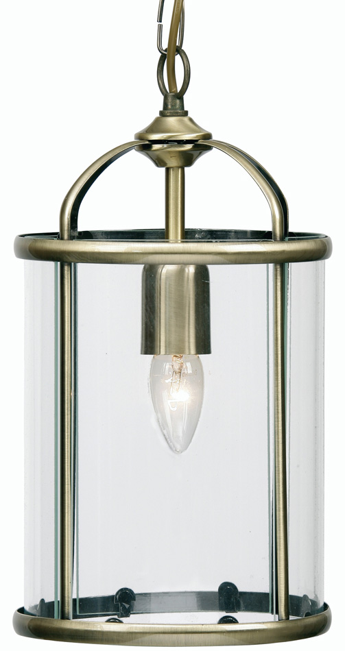Fern Antique Brass 1 Light Hanging Hall Lantern